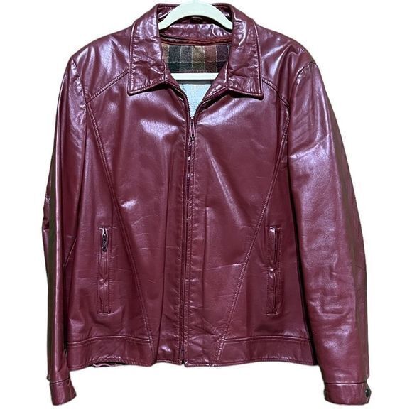 Vintage London Fog Mens Leather Jacket Full Zip Collared Pockets‎ Brown Size 44 - Picture 1 of 12